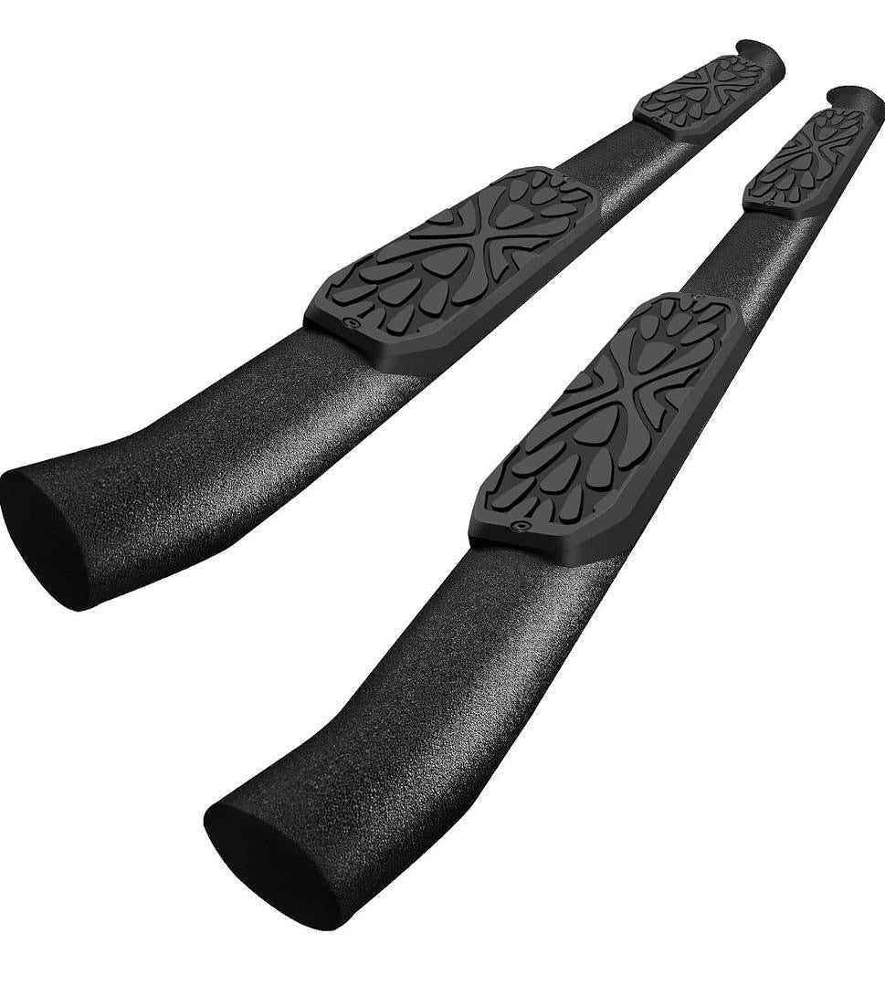 07-18 CHEVY SILVERADO / GMC SIERRA CREW CAB 3.5 INCHES RUNNING BOARDS BLACK TEXTURED CURVE OVAL BARS