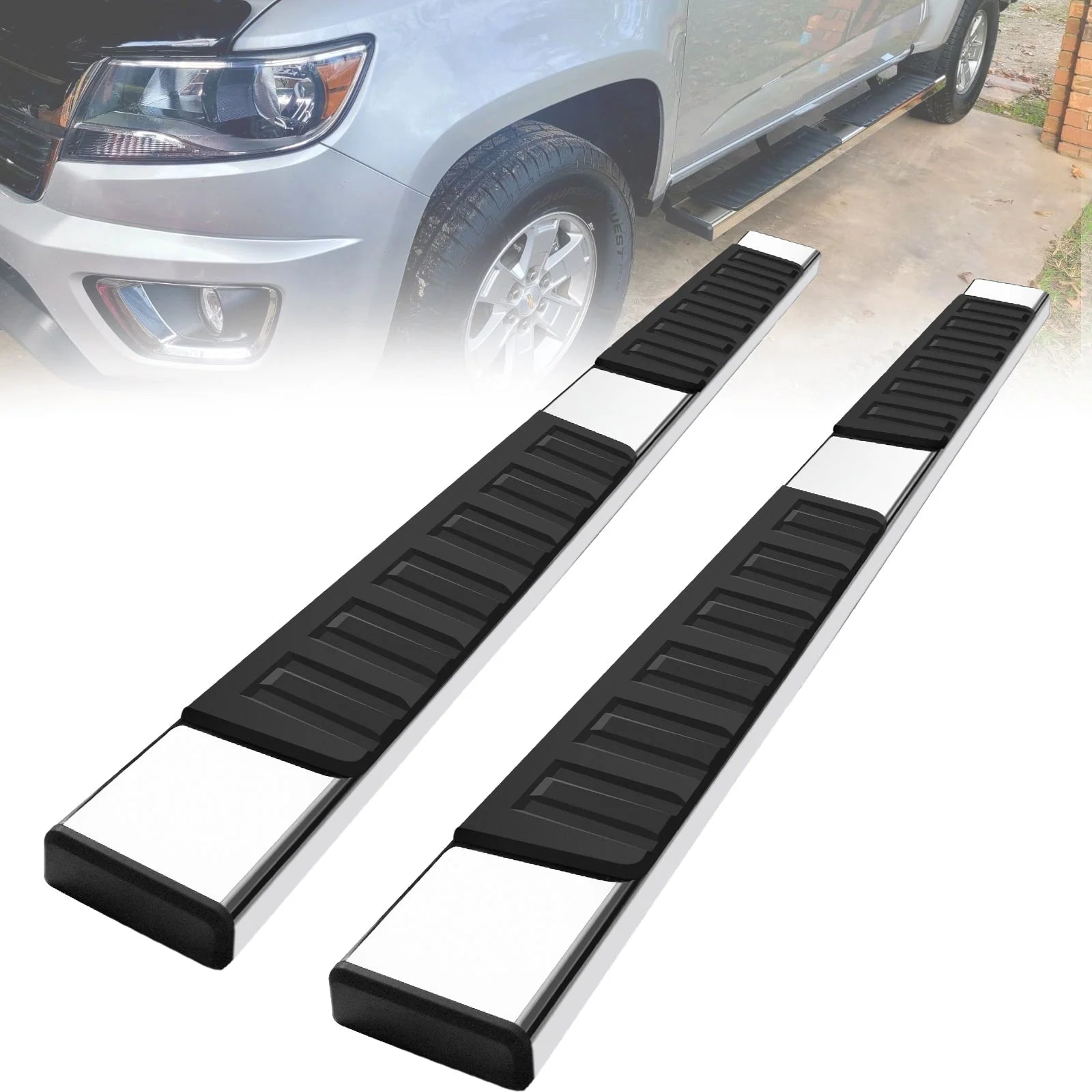 05-23 TOYOTA TACOMA CREW CAB BLACK/ CHROME RUNNING BOARDS