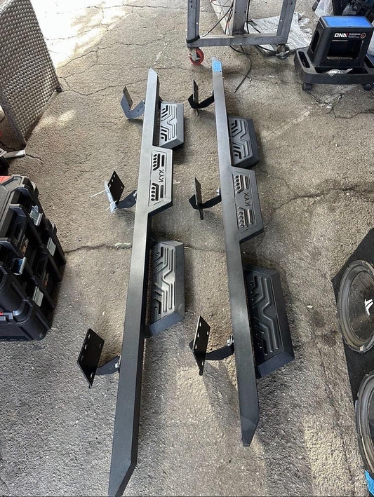 #36 15-24 FORD F-150 F-250 3 STEP OFFROAD RUNNING BOARDS HEAVY DUTY BLACK CREW CAB