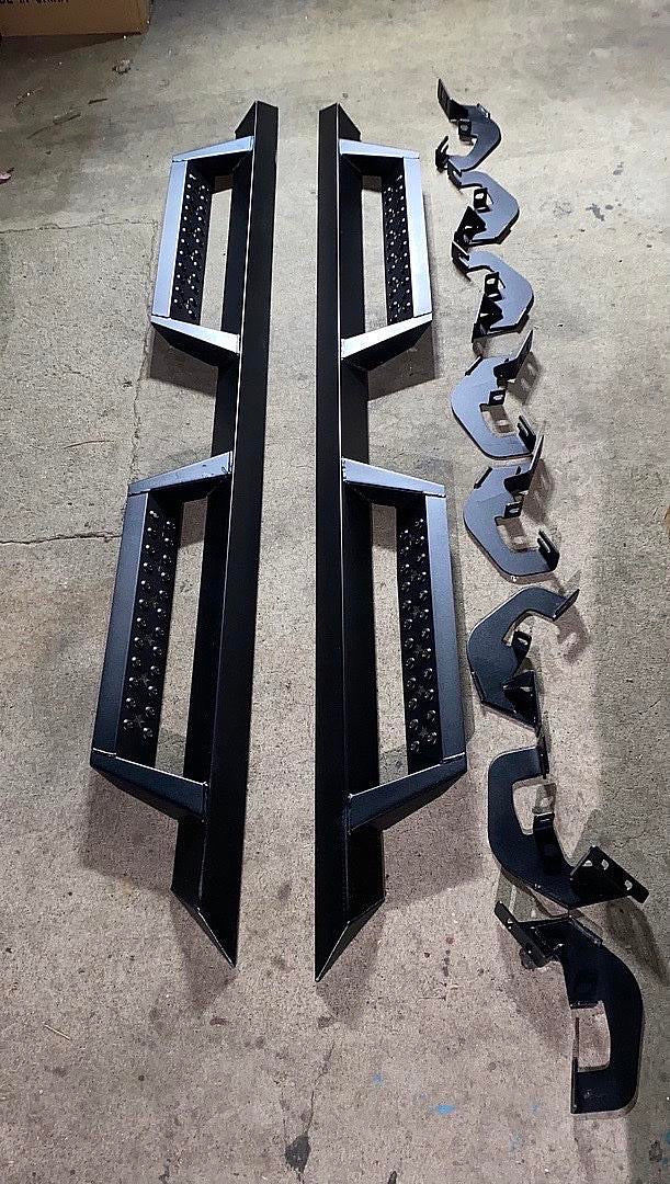 07-18 CHEVY SILVERADO/ SIERRA EXTENDED CAB 4.5" POWDERCOATED RUNNING BOARD SIDE STEP NERF BAR FIT , MATTE BLACK