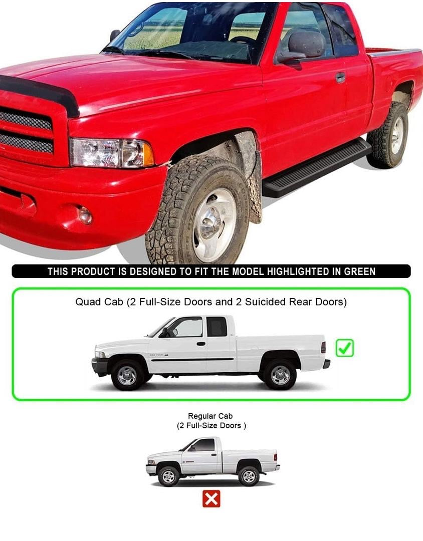 94-01 DODGE RAM QUAD CAB EXTENDED CAB 1500 AND HD MODELS BLACK 6” W LIP