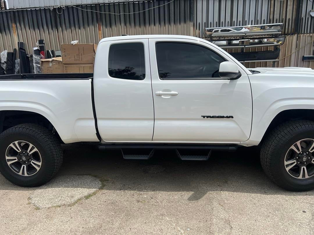 05-23 TOYOTA TACOMA EXT CAB PREDATOR BLACK PODWER COAT OFF ROAD STEPPER RUNNING BOARD ESTRIBO ESCALON