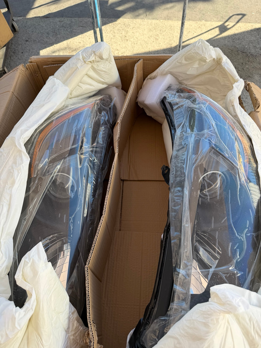 Actual headlight pair, black housings and amber reflectors