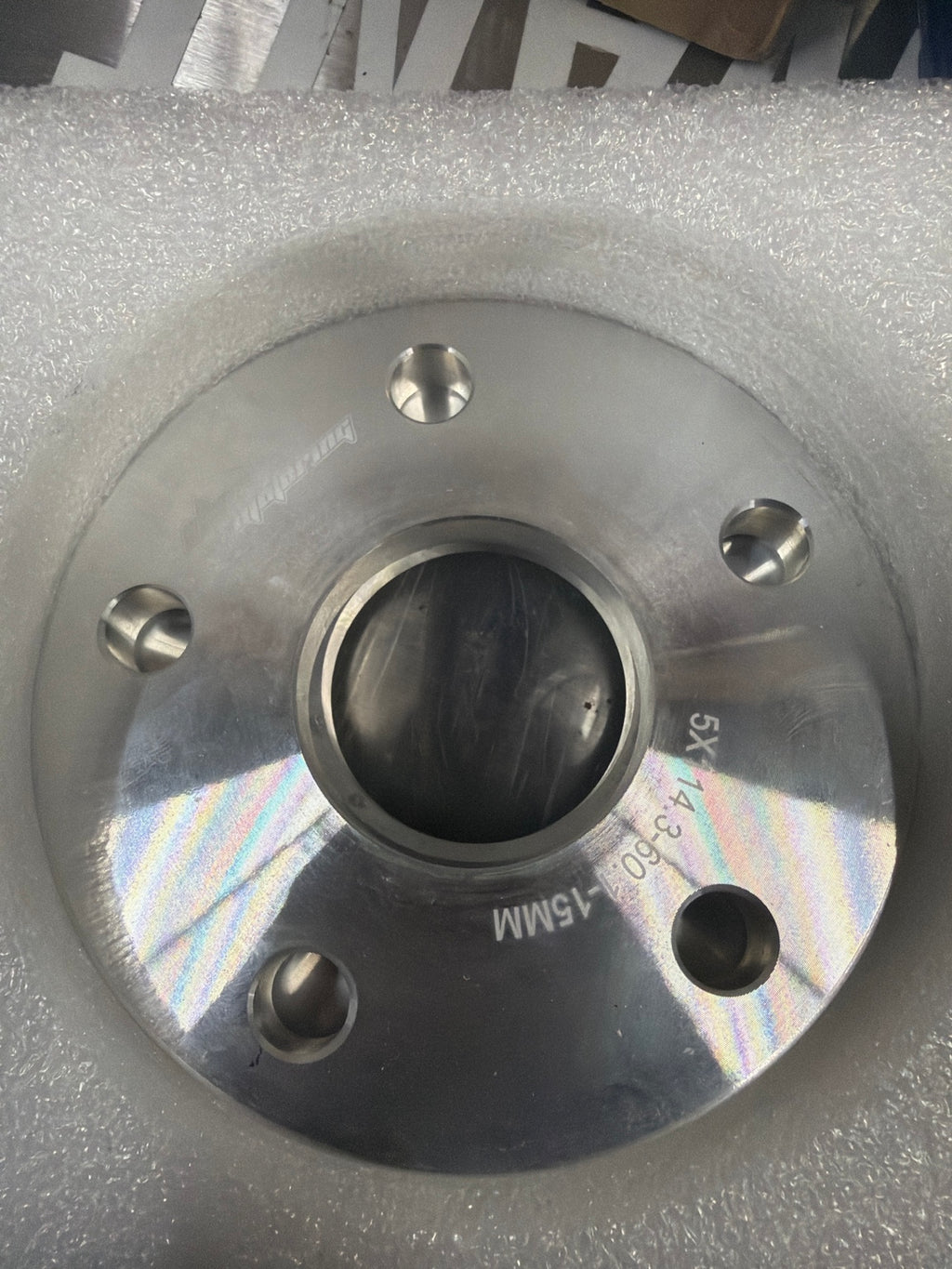 Actual returned spacer marked 5x114.3 and 15mm