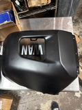 Actual left black Tundra bumper end cap with light scratching, front view