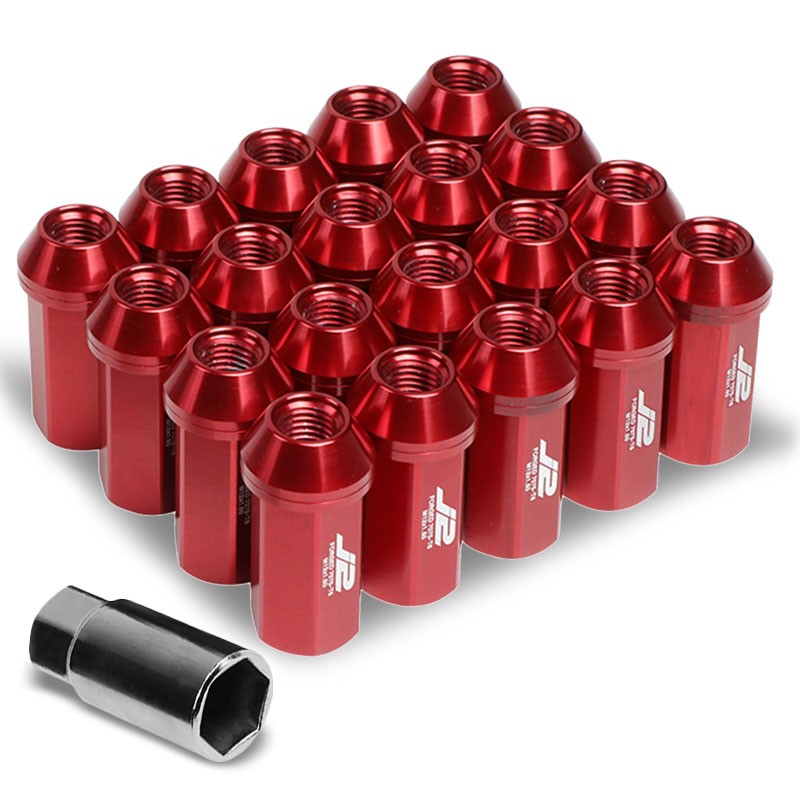 LN-T7-005-15-RD red 7075-T6 lug nut set - 20-piece set with adapter