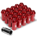 LN-T7-005-15-RD red 7075-T6 lug nut set - 20-piece set with adapter
