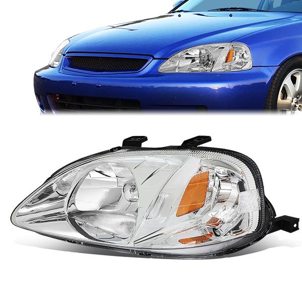 1999–2000 Honda Civic driver-side chrome headlight — supplier catalog photo 1