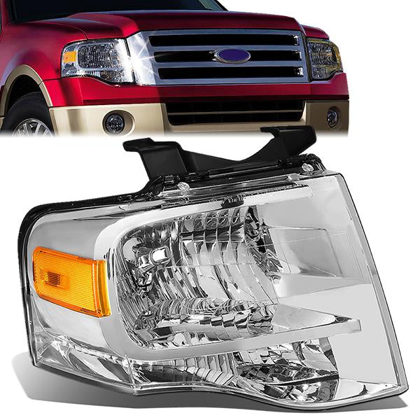 2007–2014 Ford Expedition passenger-side chrome headlight — supplier catalog photo 1