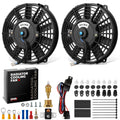 DNA Motoring dual black 12-inch fans with relay thermostat and mounting hardware kit