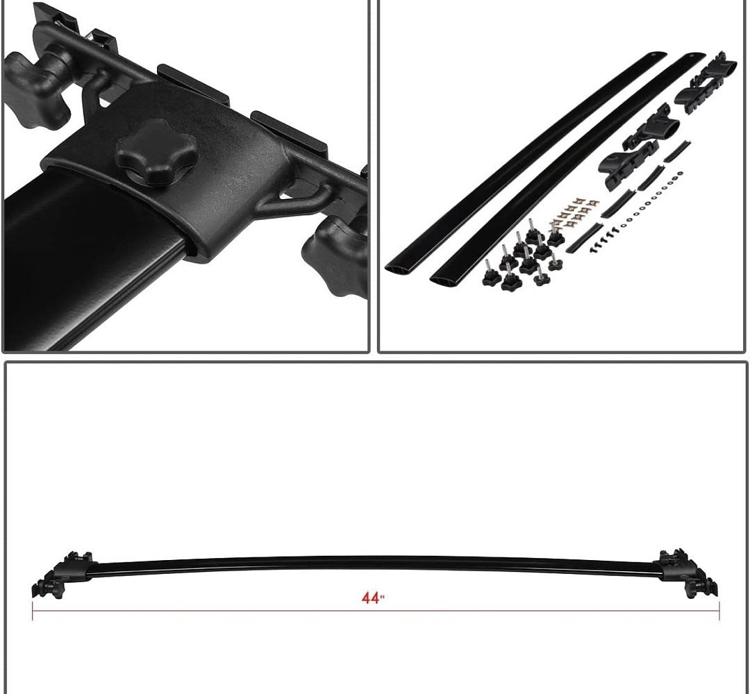 01-07 TOYOTA HIGHLANDER BLACK ALUMINUM TOP RAIL ROOF RACK CROSS BAR