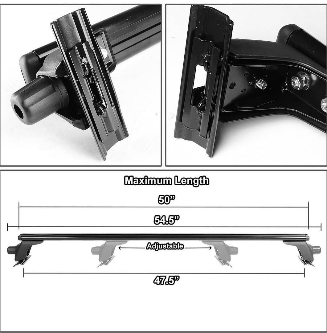 50" ALUMINUM CARGO ROOF RACKS W/ ADJUSTABLE MOUTING CLAMPS FOR CAR WITHOUT FLUSH MOUNTED ROOF RAIL