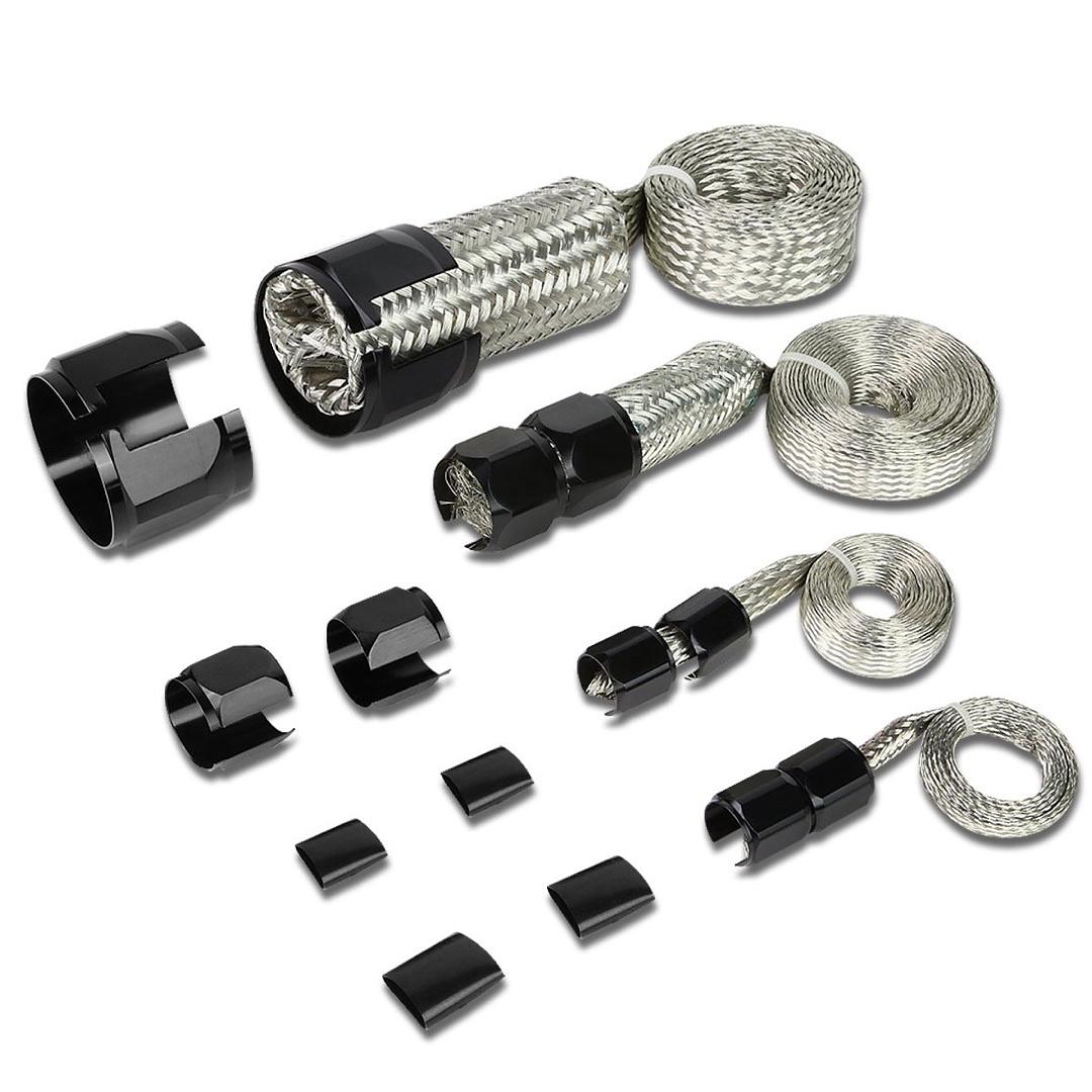 Steel Braided Hose Kit Radiator Vacuum Heater Fuel Line Braided Hose Sleeving Kit - Stainless Steel