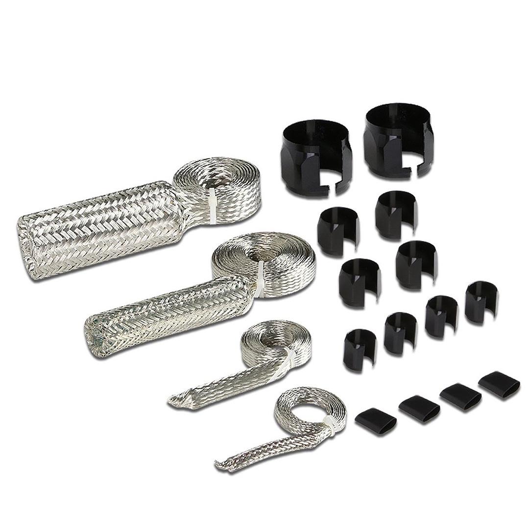 Steel Braided Hose Kit Radiator Vacuum Heater Fuel Line Braided Hose Sleeving Kit - Stainless Steel