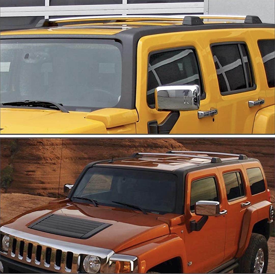 ALUMINUM ROOF RACK CROSS BARS W/ LOCK KEYS COMPATIBLE WITH 06-10 HUMMER H3/H3T, 150LB LOAD CAPACITY , BLACK