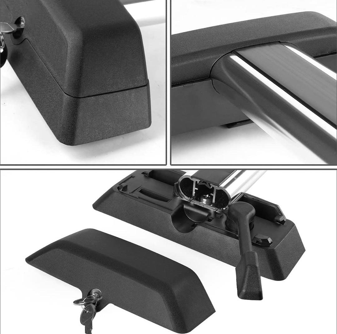 ALUMINUM ROOF RACK CROSS BARS W/ LOCK KEYS COMPATIBLE WITH 06-10 HUMMER H3/H3T, 150LB LOAD CAPACITY , BLACK