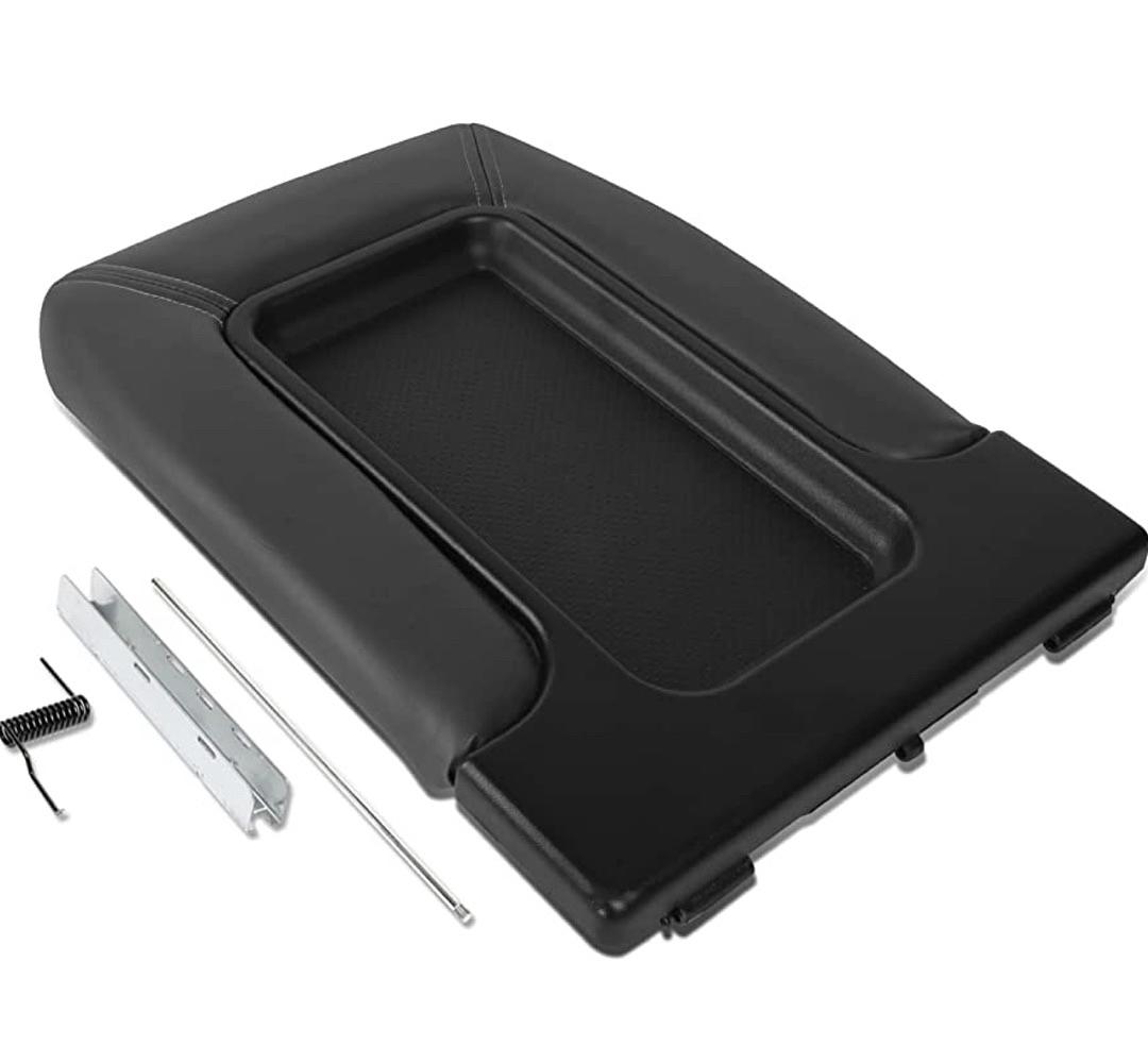 Center Console Lid Kit Arm Rest Latch Compatible with 01-06 Silverado/Sierra,Dark Grey