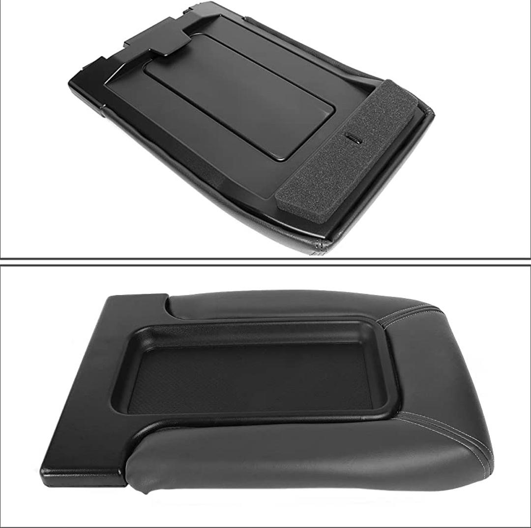 Center Console Lid Kit Arm Rest Latch Compatible with 01-06 Silverado/Sierra,Dark Grey