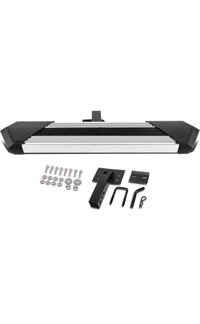 FITS 2 INCHES RECEIVERS, 35" X 6.25" STAINLESS STEEL POLISHED TRAILER TRUCK TOWING HITCH STEP BLACK/CHROME