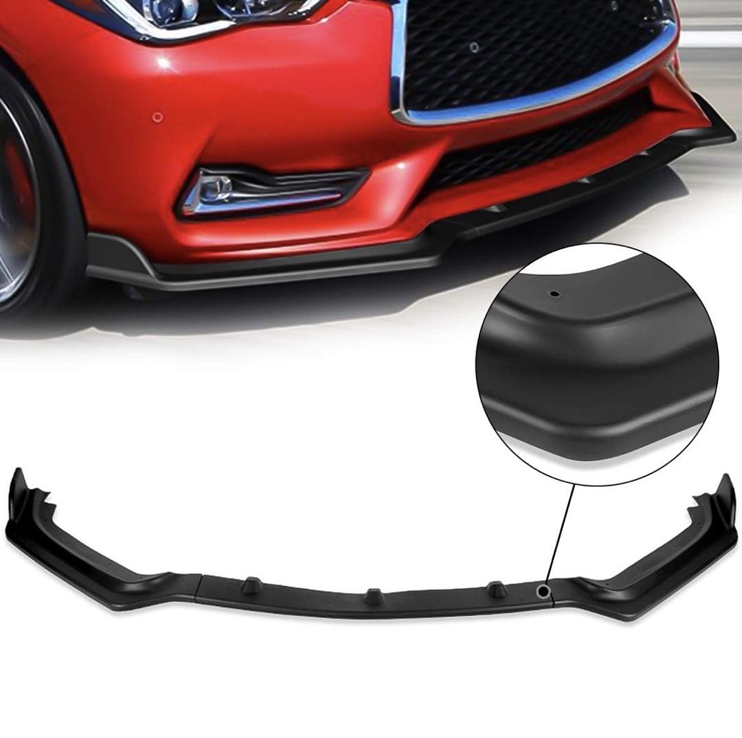 17-20 INFINITI Q60 COUPE FRONT BUMPER LIP V-STYLE MATTE BLACK FINISH