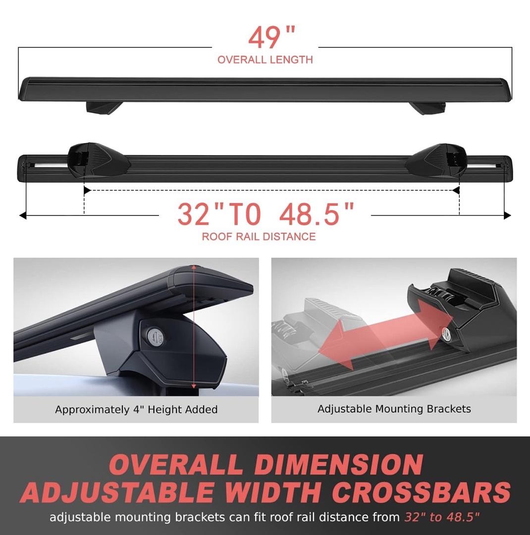 UNIVERSAL 49" ADJUSTABLE ROOF RACK CARGO CARRIER ALUMINUM CROSS BAR