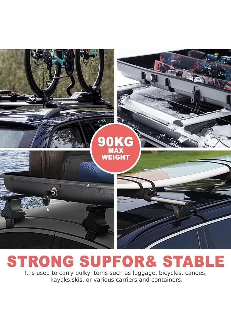 PAIR OF 55" ALUMINUM ROOF RACK CROSS BARS CARGO LUGGAGE CARRIER FOR RAISED RAILS WITH ANGLED EDGES, UNIVERSAL, 38" - 54.5" ADJUSTABLE, BLACK