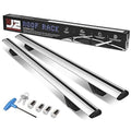 PAIR OF 55" ALUMINUM ROOF RACK CROSS BARS CARGO LUGGAGE CARRIER FOR RAISED RAILS WITH ANGLED EDGES, UNIVERSAL, 38" - 54.5" ADJUSTABLE, SILVER