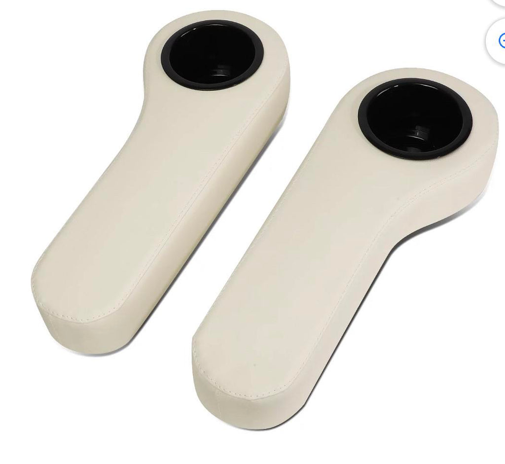 TAN GOLF CART REAR SEAT ARMREST WITH CUP HOLDER SET COMPATIBLE WITH EZGO/CLUB CAR/YAMAHA