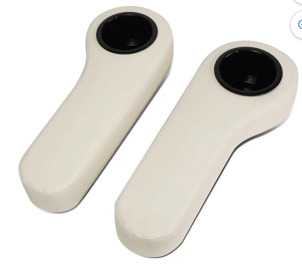TAN GOLF CART REAR SEAT ARMREST WITH CUP HOLDER SET COMPATIBLE WITH EZGO/CLUB CAR/YAMAHA