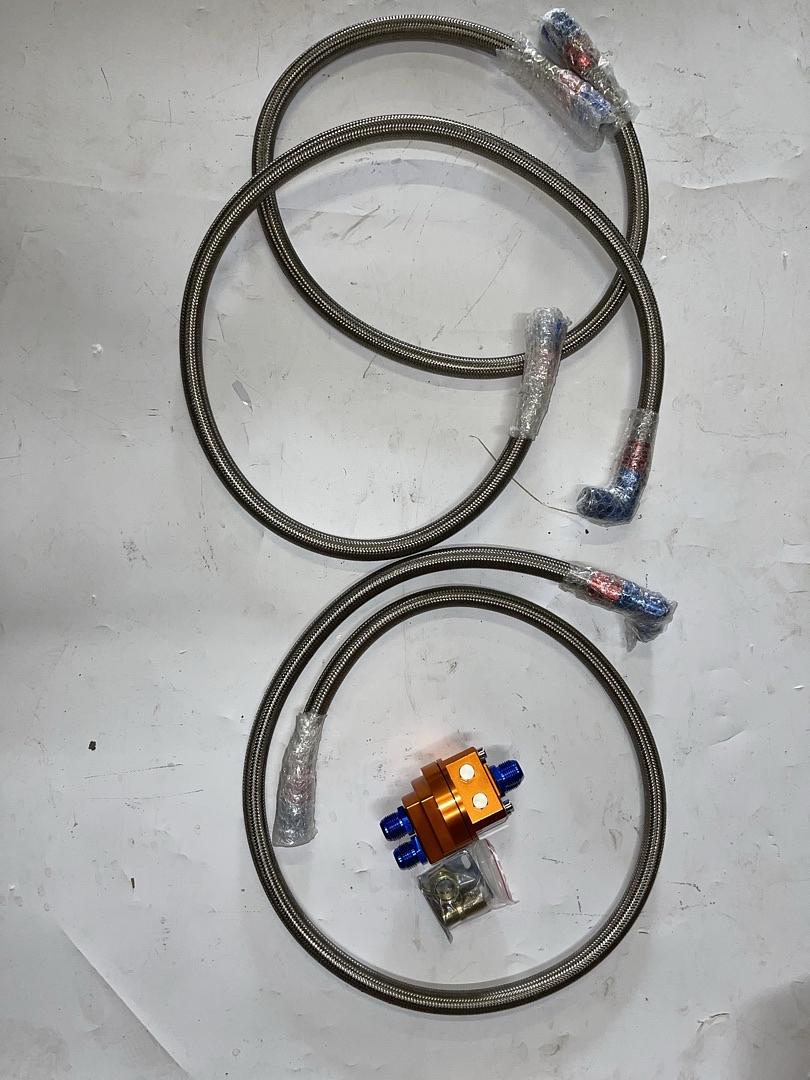 UNIVERSAL OIL FILTER RELOCATION KIT MALE AND 3X STAINLESS STEEL HOSE