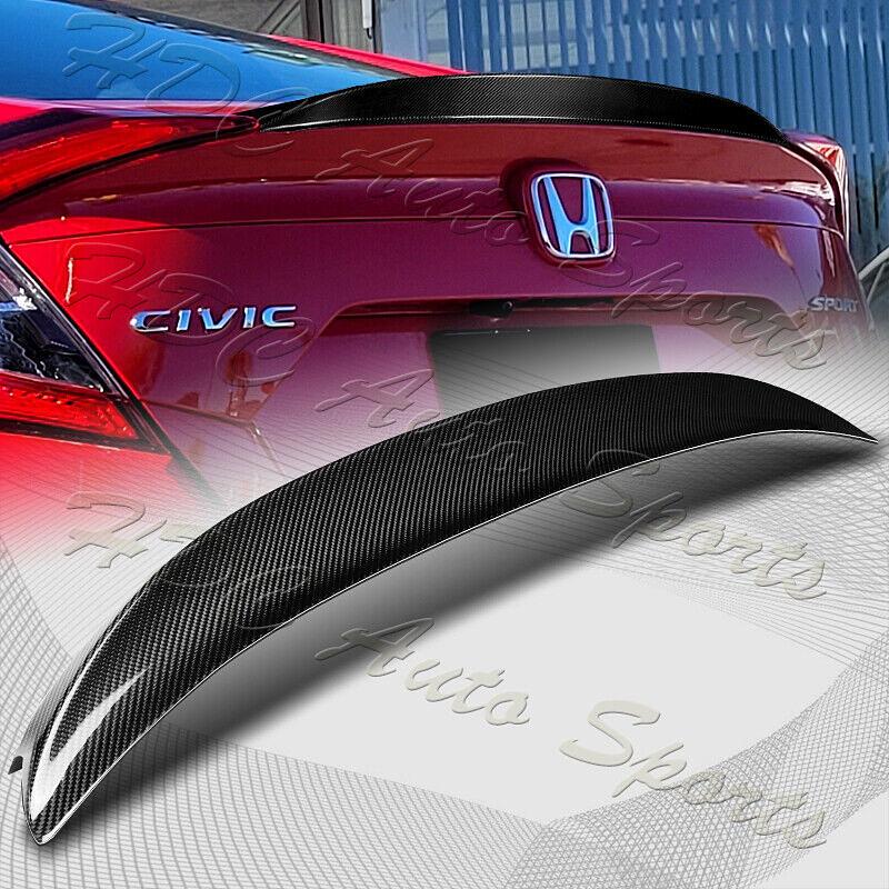 2016-2021 HONDA CIVIC BLACK CARBON FIBER SEDAN P-STYLE CARBON FIBER REAR TRUNK SPOILER WING