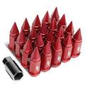 RED 7075 ALUMINUM M12 X 1.5 20PCS L: 75MM SPIKY CAP LUG NUT W/ADAPTER