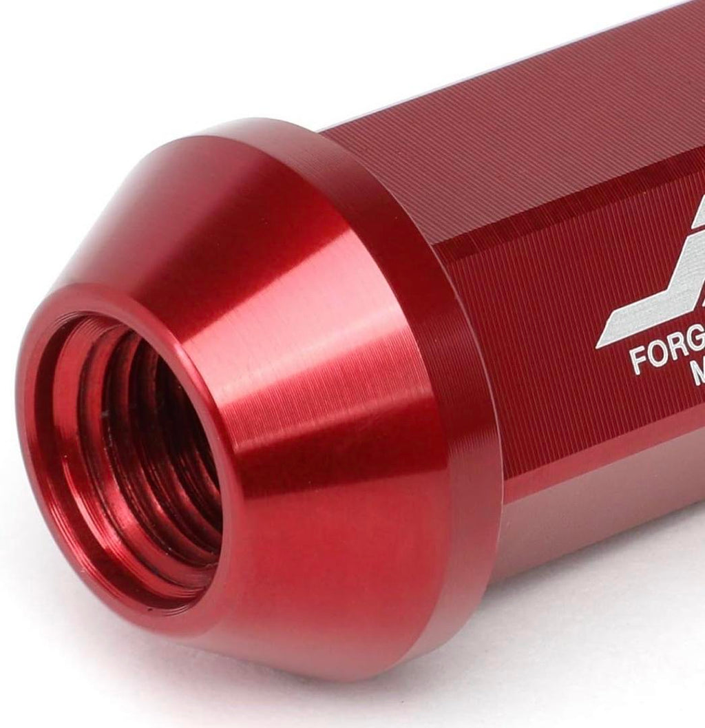 RED 7075 ALUMINUM M12 X 1.5 20PCS L: 75MM SPIKY CAP LUG NUT W/ADAPTER
