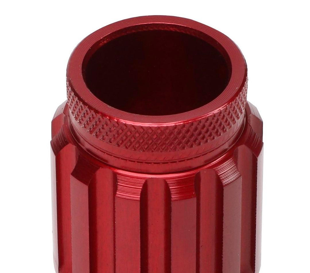 J2 ENGINEERING 7075 ALUMINUM RED M12 X 1.5 16PCS L: 50MM OPEN END LUG NUT W/4PCS LOCK+KEY