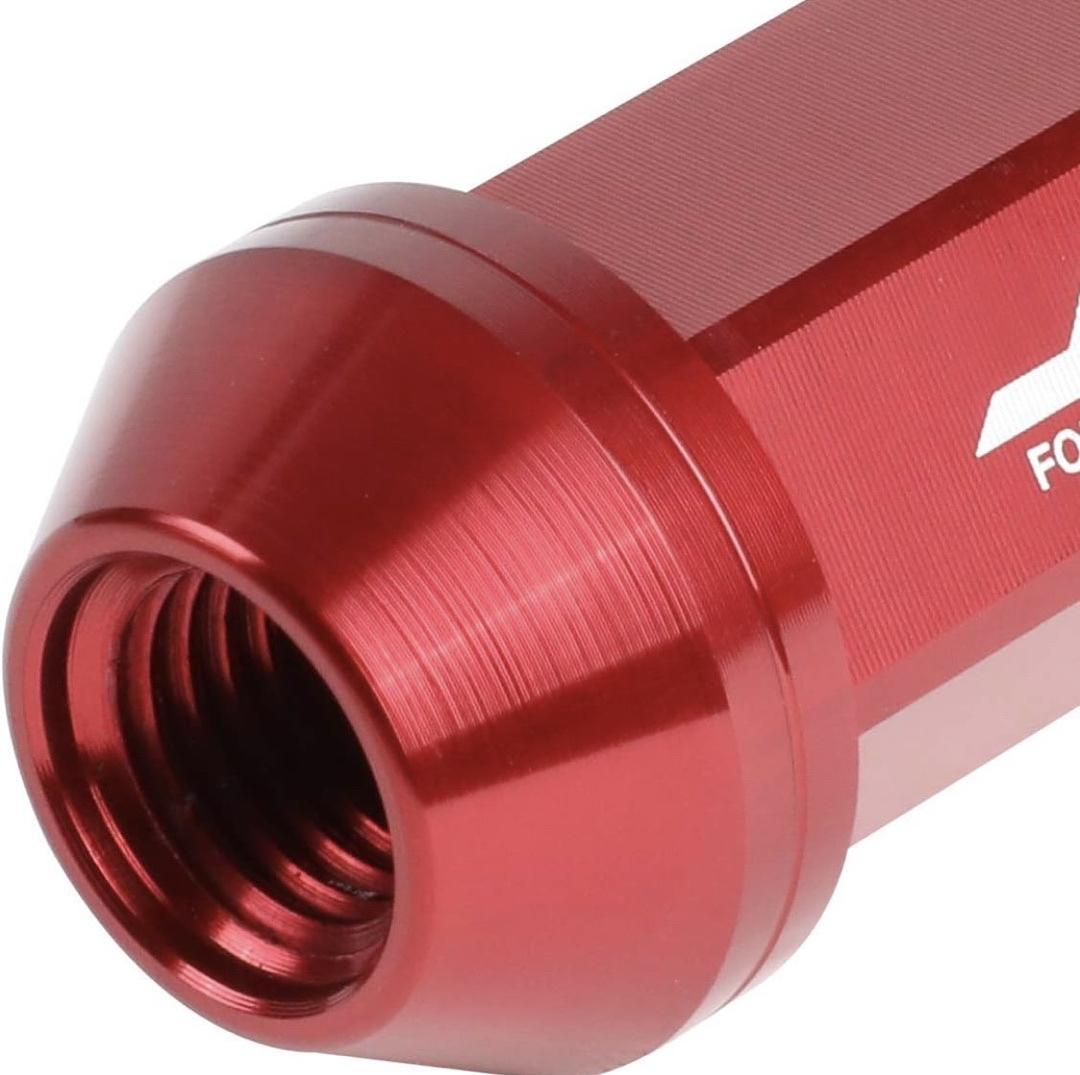 7075 ALUMINUM RED M12X1.5 20PCS L: 50MM CLOSE-END LUG NUTS W/ADAPTER