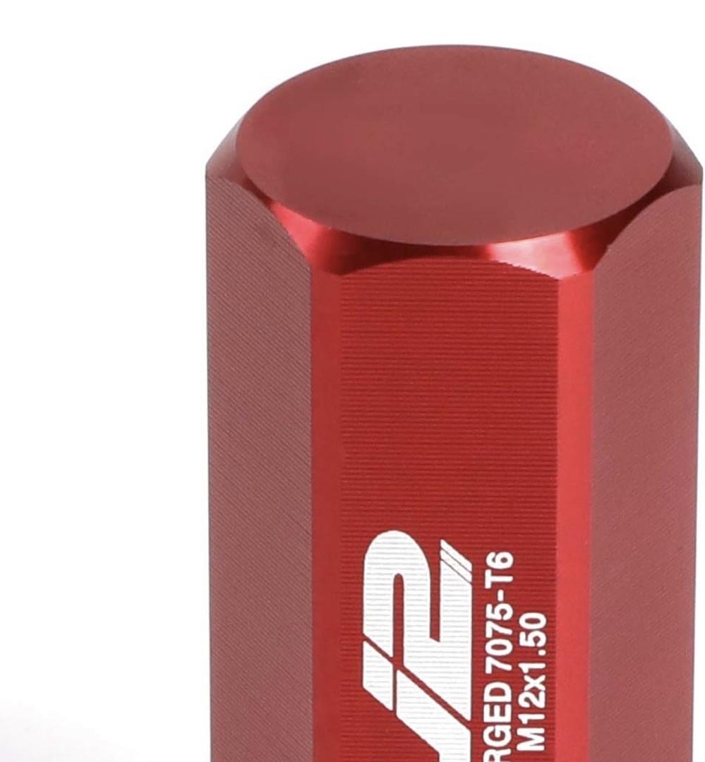 7075 ALUMINUM RED M12X1.5 20PCS L: 50MM CLOSE-END LUG NUTS W/ADAPTER