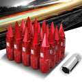 J2 20PCS RED M12X1.5 OPEN / CLOSED END SPIKE 81MM TALL CONICAL SEAT LUG NUTS