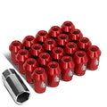 7075 ALUMINUM RED M12 X 1.5 20PCS L: 40MM OPEN END LUG NUT W/SOCKET ADAPTER