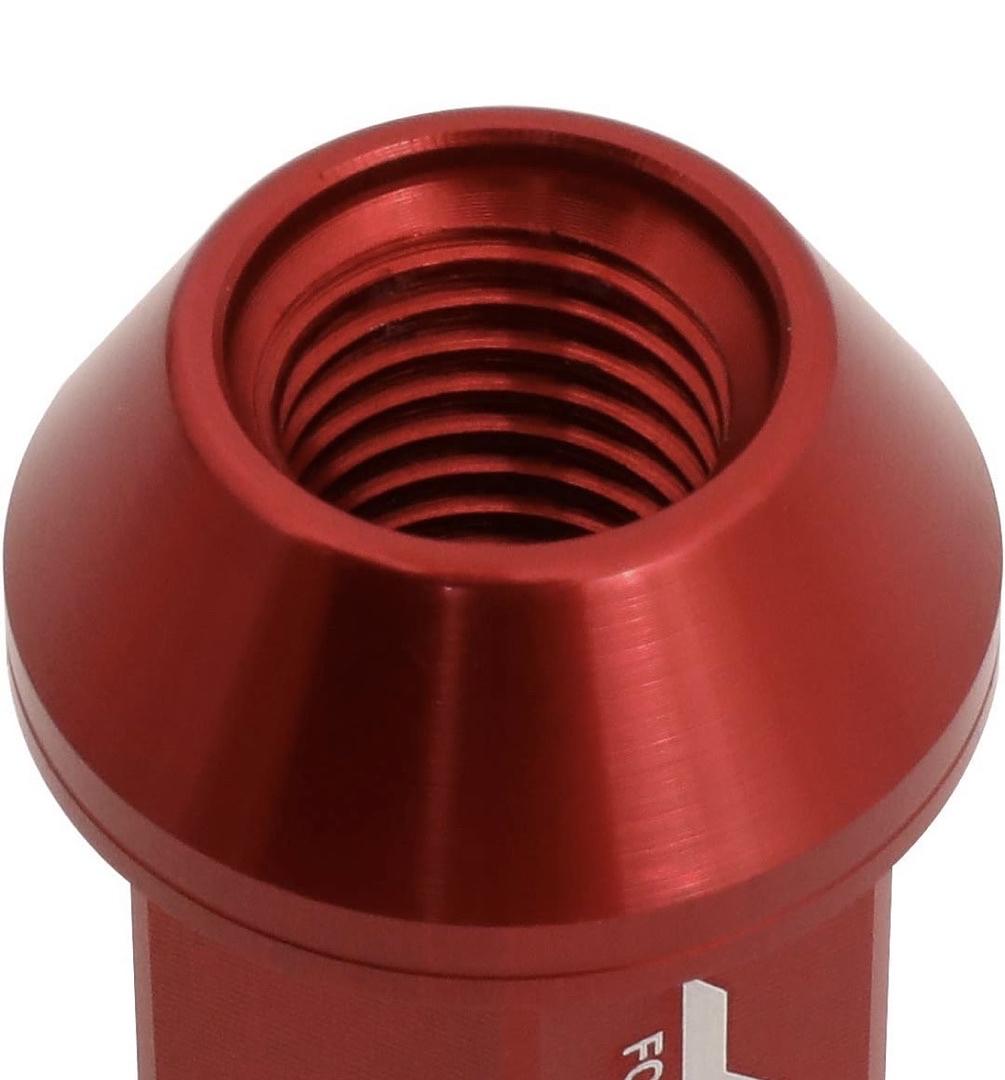 7075 ALUMINUM RED M12 X 1.5 20PCS L: 40MM OPEN END LUG NUT W/SOCKET ADAPTER