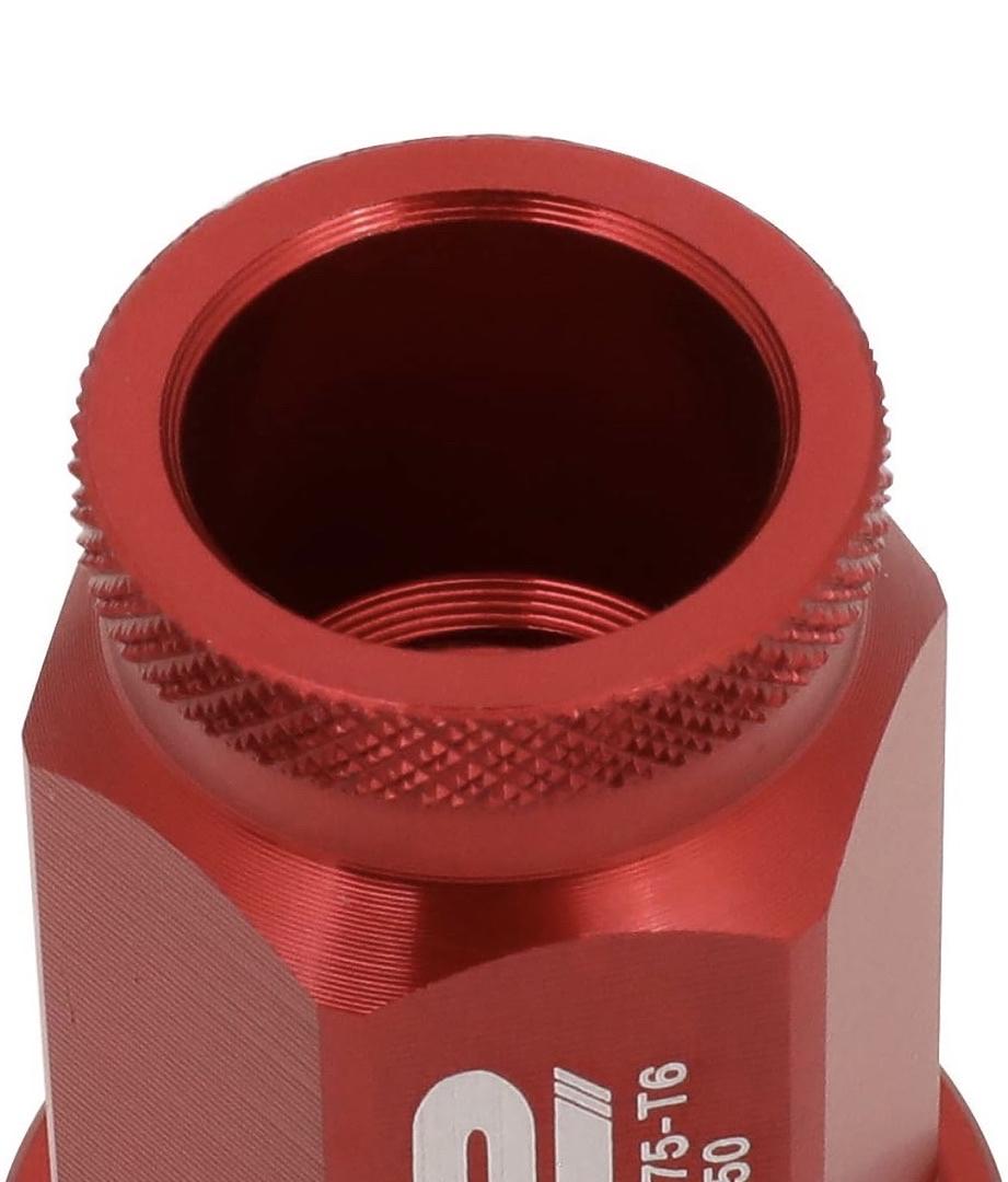 7075 ALUMINUM RED M12 X 1.5 20PCS L: 40MM OPEN END LUG NUT W/SOCKET ADAPTER