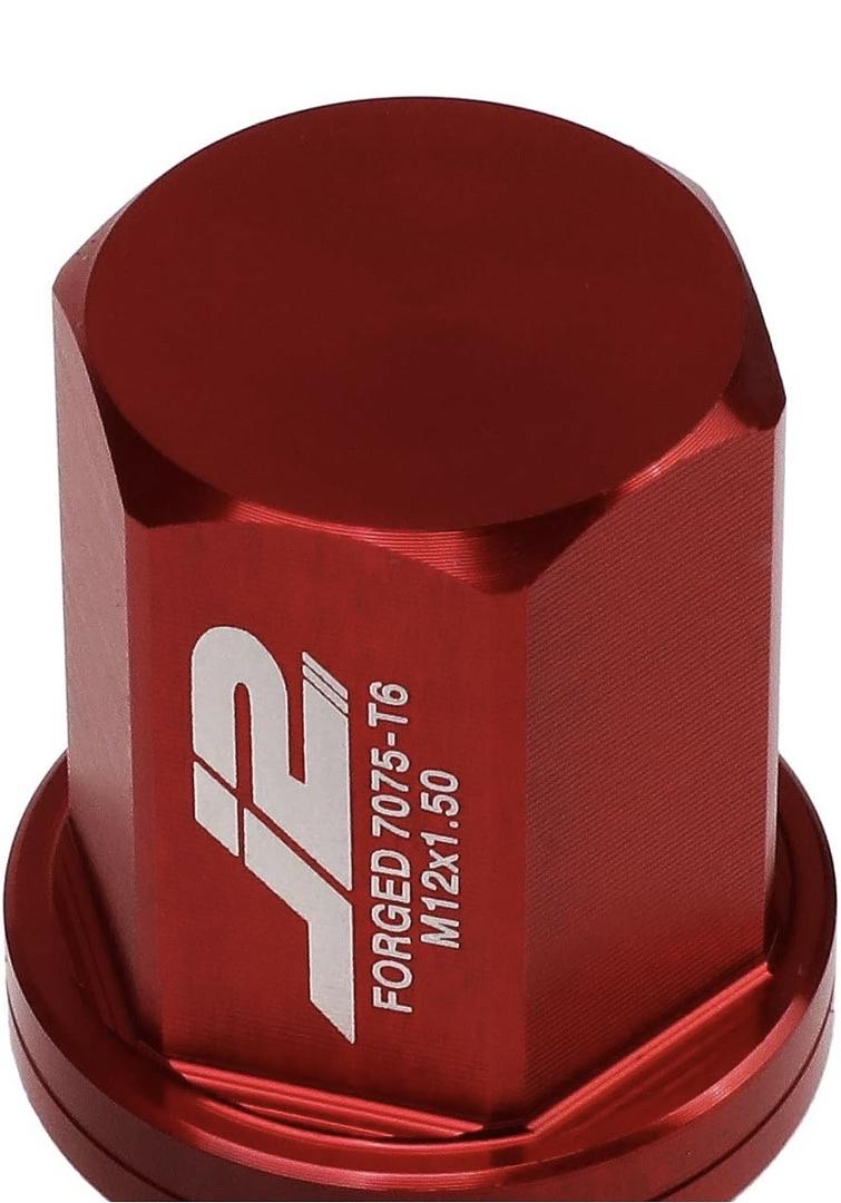 J2 ENGINEERING 7075 ALUMINUM RED M12 X 1.5 20PCS L: 35MM CLOSE END LUG NUT W/SOCKET ADAPTER