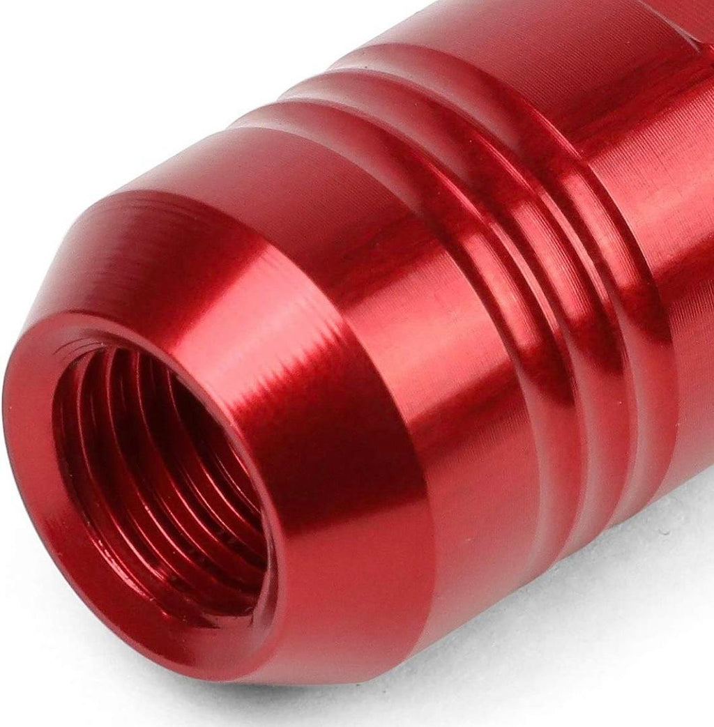 7075 ALUMINUM RED M12 X 1.5 20PCS L: 50MM CLOSE END LUG NUT W/SOCKET ADAPTER