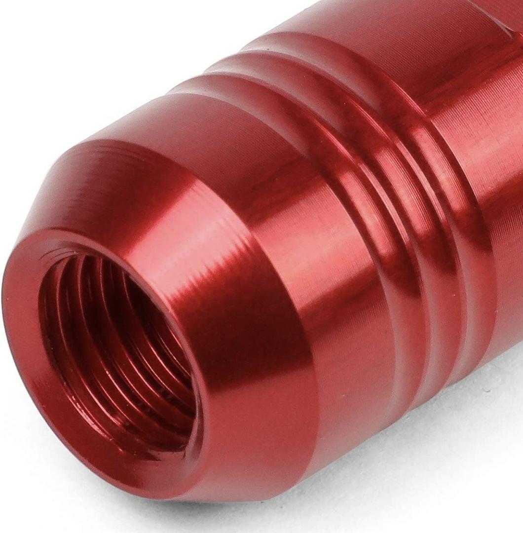 7075 ALUMINUM RED M12 X 1.5 20PCS L: 50MM CLOSE END LUG NUT W/SOCKET ADAPTER