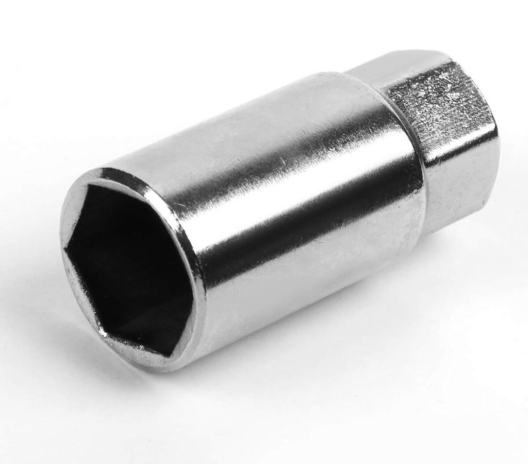 7075 -T6 FORGED ALUMINUM M12X1.5 20PCS 44MM HEIGHT OPEN -END LUG NUT SET W / SOCKET ADAPTER (BLACK)
