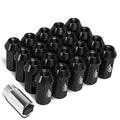 BLACK 7075 ALUMINUM M12 X 1.5 20PCS L: 45MM OPEN-END LUG NUT W/ADAPTER