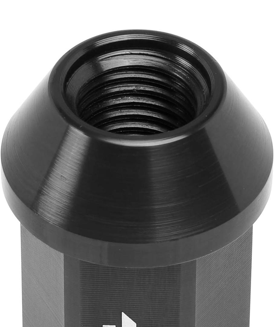 BLACK 7075 ALUMINUM M12 X 1.5 20PCS L: 45MM OPEN-END LUG NUT W/ADAPTER