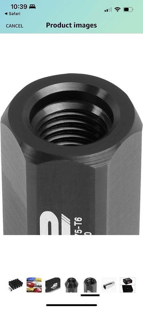 BLACK 7075 ALUMINUM M12 X 1.5 20PCS L: 45MM OPEN-END LUG NUT W/ADAPTER