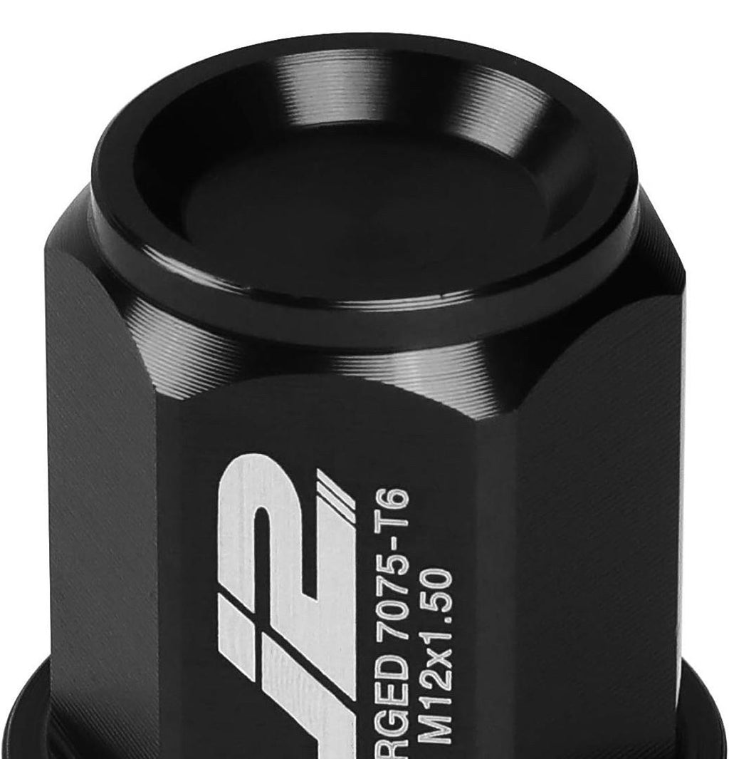 7075 ALUMINUM BLACK M12 X 1.5 20PCS L: 35MM CLOSE-END LUG NUT W/ADAPTER