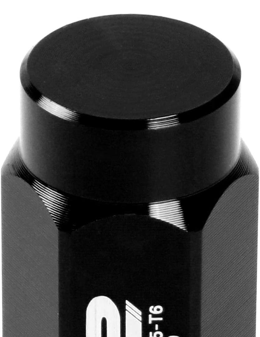 7075 ALUMINUM BLACK M12 X 1.5 20PCS L: 50MM CLOSE-END LUG NUT W/ADAPTER