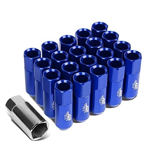 7075 ALUMINUM BLUE M12 X 1.5 20PCS L: 60MM OPEN END LUG NUT KIT W/SOCKET ADAPTER